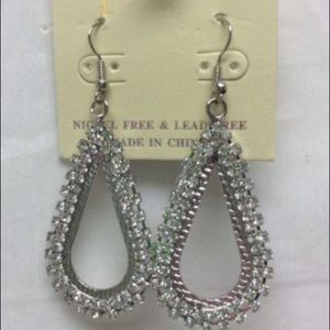 rhinestone pierced earrings French hook